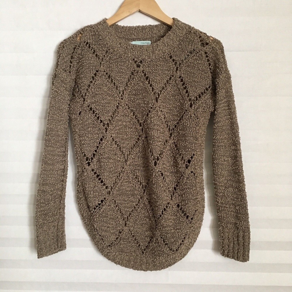 Maurices Women’s Brown Long Sleeve Pullover Open Knit Sweater‎ Size M